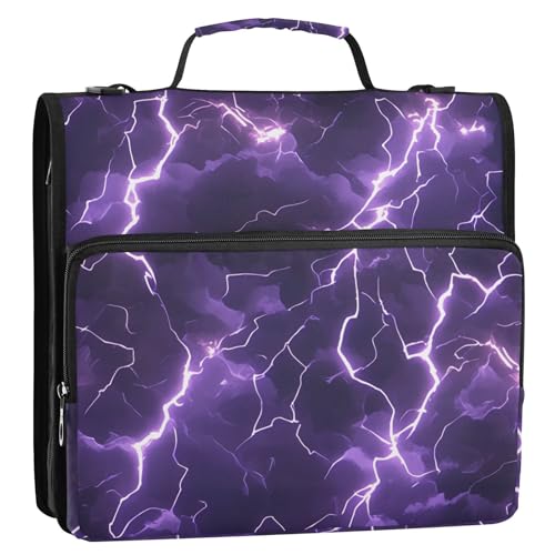 Lightening Purple Nature 3,8 cm 3 Ringe Ordner Organizer mit Gurt Laege Kapazität Dokumentenmappe Organizer geeignet für Mittelschule von tplaotee