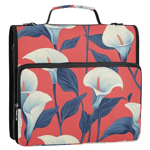Lily Calla Ringbuch mit 3 Ringen, mit Reißverschluss, Griff und abnehmbarem Schultergurt, einfach zu transportieren, Portfolio-Organizer für Schule/Büro, 3,8 cm, Rot Lily Calla Ringbuch mit 3 Ringen, mit Reißverschluss, Griff und abnehmbarem Schultergurt, einfach zu transportieren, Portfolio-Organizer für Schule/Büro, 3,8 cm, Rot von tplaotee