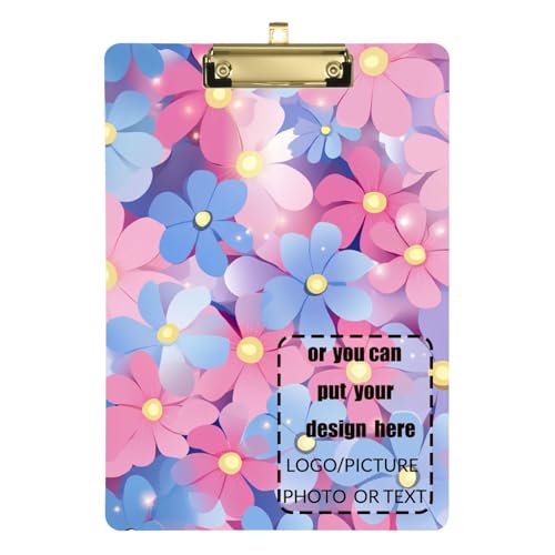 Niedliche, bunte schöne Blumen, personalisierbar, Klemmbretter, transparent, für Trainer, medizinisches Klassenzimmer, Größe 22,9 x 30,5 cm von tplaotee