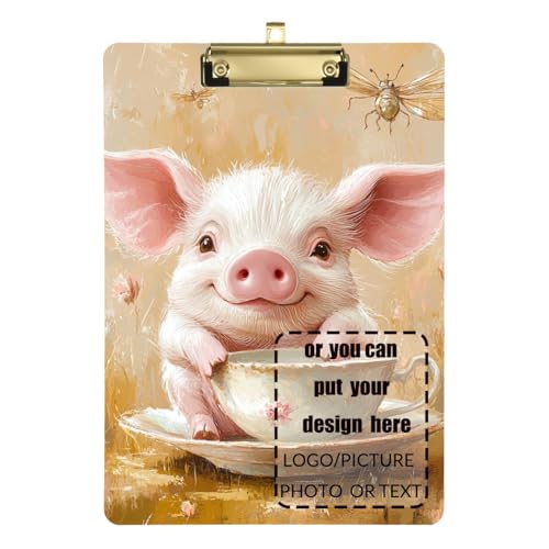 Niedliche Teetasse, Schwein, Blume, Pink, personalisierbar, Kunststoff, für Klemmbrett, Lehrer, Größe 22,9 x 30,5 cm Niedliche Teetasse, Schwein, Blume, Pink, personalisierbar, Kunststoff, für Klemmbrett, Lehrer, Größe 22,9 x 30,5 cm von tplaotee