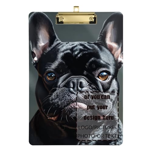 Niedliche französische Bulldogge Hunde Wut personalisieren Büro Klemmbrett Hartbrett für Fußball LKW Fahrer Größe 9 x 12 von tplaotee