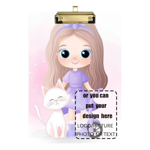 Niedliches Cartoon-Mädchen, personalisierbar, Armee-Klemmbrett, wasserdicht, für 5. Klasse, Essentials für Lehrer, Größe 22,9 x 30,5 cm von tplaotee