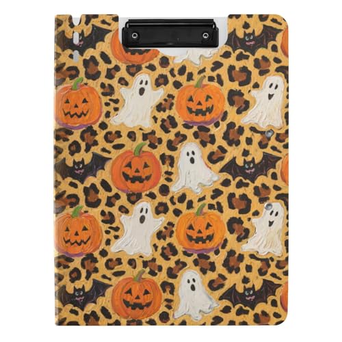 Ordner-Klemmbrett mit Aufbewahrung, Halloween, Orange, Leopard, Kürbis, A4, Klemmbrett mit Ordner, horizontale und vertikale Doppelclips, Still-Clipboard mit Abdeckung Ordner-Klemmbrett mit Aufbewahrung, Halloween, Orange, Leopard, Kürbis, A4, Klemmbrett mit Ordner, horizontale und vertikale Doppelclips, Still-Clipboard mit Abdeckung von tplaotee