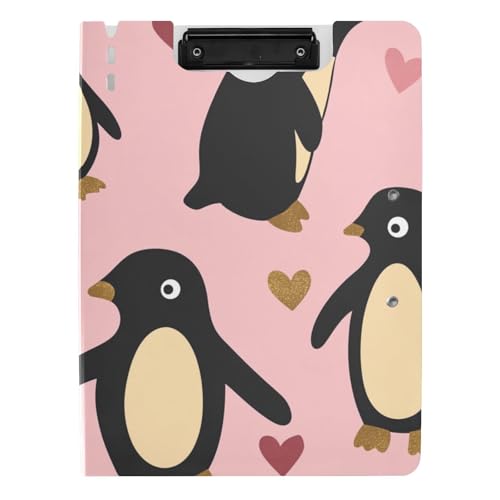 Ordner-Klemmbrett mit Aufbewahrung, Pinguin, Pfirsich, Valentinstag, Gold, A4-Klemmbrett mit Ordner, zwei Metallclips, Stifthalter, Büro-Klemmbrett mit Abdeckung Ordner-Klemmbrett mit Aufbewahrung, Pinguin, Pfirsich, Valentinstag, Gold, A4-Klemmbrett mit Ordner, zwei Metallclips, Stifthalter, Büro-Klemmbrett mit Abdeckung von tplaotee