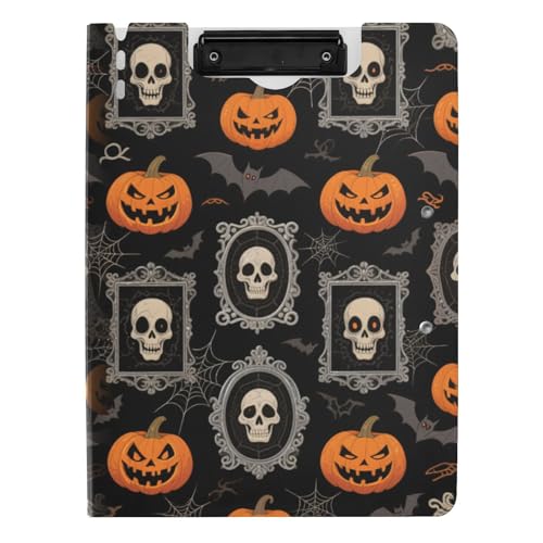 Ordner-Klemmbrett mit Aufbewahrung Halloween Orange Kürbis Schädel A4 Klemmbrett Binder Doppelclips Stifthalter Büro Klemmbrett mit Hardcover Ordner-Klemmbrett mit Aufbewahrung Halloween Orange Kürbis Schädel A4 Klemmbrett Binder Doppelclips Stifthalter Büro Klemmbrett mit Hardcover von tplaotee