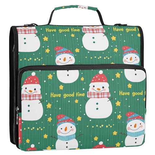 Ordner-Organizer mit 3 Ringen, Reißverschluss, mit Griff und abnehmbarem Schultergurt, mehrere Taschen, Dokumentenmappe, Organizer für Mittelschüler, 3,8 cm, Grün von tplaotee