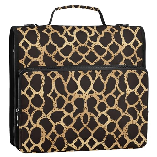 Ordner mit 3 Ringen, flach, geometrisches Leopardenmuster, goldfarben, 3,8 cm, mit Reißverschluss und Schultergurt, wasserdicht, Dokumenten-Organizer, Tasche für Schule Ordner mit 3 Ringen, flach, geometrisches Leopardenmuster, goldfarben, 3,8 cm, mit Reißverschluss und Schultergurt, wasserdicht, Dokumenten-Organizer, Tasche für Schule von tplaotee