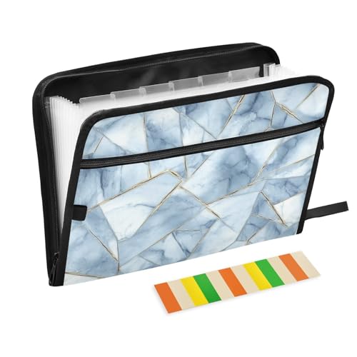 Ordner mit Taschen, 13 Taschen, A4, Briefgröße mit Reißverschluss, zur Aufbewahrung von Dokumenten, Marmorsteine, geometrischer Stil, Para Guardar von tplaotee