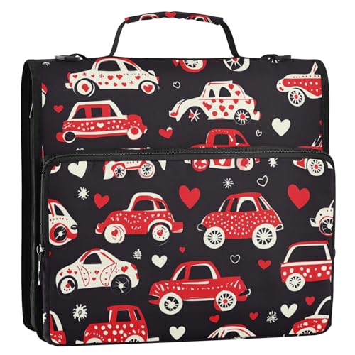 Organizer für Spielzeugauto, ethnische Kunst, Valentinstag, 3,8 cm, 3 Ringe, Organizer mit Griff und abnehmbarem Schultergurt, wasserdichte Aufbewahrungstasche für Dokumente, Dateien, für Büro, Schule von tplaotee