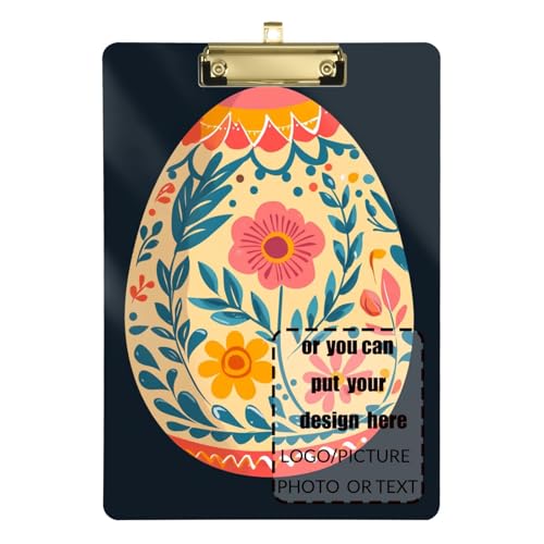 Ostereier Volkskunst Muster Blumen Personalisieren Atemtherapie Klemmbrett Kunststoff für Fußball LKW Fahrer Größe 9 x 12 von tplaotee