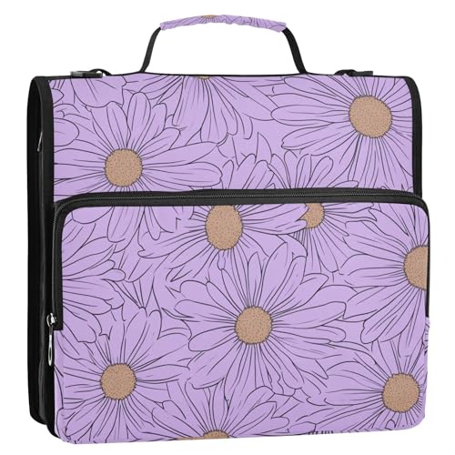 Purple Daisy Ringbuch mit 3 Ringen, Reißverschluss, mit Griff und abnehmbarem Schultergurt, mehrere Taschen, Schulordner, Organizer für Büro, Schule, 3,8 cm Purple Daisy Ringbuch mit 3 Ringen, Reißverschluss, mit Griff und abnehmbarem Schultergurt, mehrere Taschen, Schulordner, Organizer für Büro, Schule, 3,8 cm von tplaotee