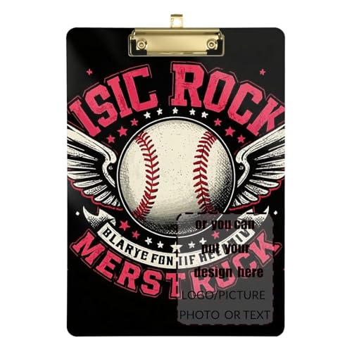 Retro Rock 'n' Roll Baseball-Klemmbrett, Standardloch für Polizei, Büro, Krankenschwester, Fußball, Trainer, Größe 22,9 x 30,5 cm von tplaotee