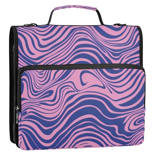 Ringbuch mit 3 Ringen, 3,8 cm, mit Reißverschluss, mit Schultergurt, einfach zu transportieren, für Schule/Büro, Rosa und Blau Ringbuch mit 3 Ringen, 3,8 cm, mit Reißverschluss, mit Schultergurt, einfach zu transportieren, für Schule/Büro, Rosa und Blau von tplaotee