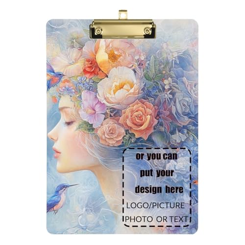 Schöne Mädchen-Blumen-Klemmbrett-Hülle, Standard-Loch, für legale Frauen, Basketball-Trainer, Größe 22,9 x 30,5 cm von tplaotee