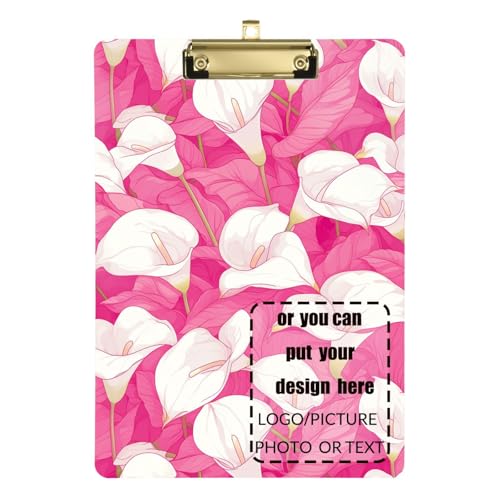 Vintage-Klemmbretter Calla-Lilie, Hot Pink und Weiß, schick, Kunststoff, Standard-Loch, für legale Frauen, Basketball-Trainer, Größe 22,9 x 30,5 cm Vintage-Klemmbretter Calla-Lilie, Hot Pink und Weiß, schick, Kunststoff, Standard-Loch, für legale Frauen, Basketball-Trainer, Größe 22,9 x 30,5 cm von tplaotee