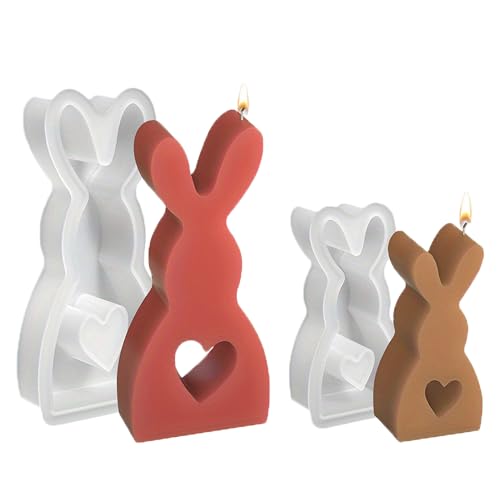 2 Stück Silikonform Ostern Hase Silikonformen - 3D Osterhase Gießformen DIY Handwerk Backform, Ostern Hasenform Kerzenhalter, DIY Aromatherapie Gips Tropfen Kleber Ornament von trabag