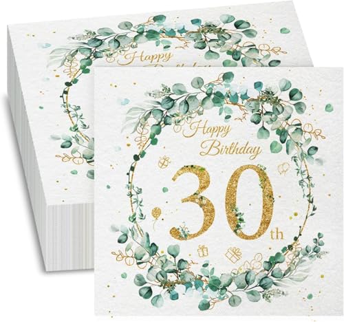 30. Geburtstag Deko Servietten - 40 Stück Servietten, Servietten Eukalyptus Grün, Happy Birthday 30 Servietten, Papierservietten für 30 Geburts Frau Geburtstag Feiern Party Jubiläum 30. Geburtstag Deko Servietten - 40 Stück Servietten, Servietten Eukalyptus Grün, Happy Birthday 30 Servietten, Papierservietten für 30 Geburts Frau Geburtstag Feiern Party Jubiläum von trabag