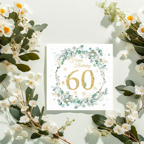60. Geburtstag Deko Servietten - 40 Stück Servietten, Servietten Eukalyptus Grün, Happy Birthday 60 Servietten, Papierservietten für 60 Geburtsta Frau Geburtstag Feiern Party Jubiläum von trabag