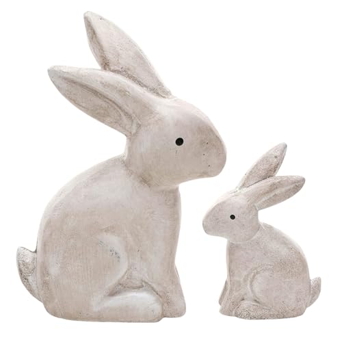 trabag 2 Stück Deko-Aufsteller Osterhase - Holz-Dekoration zum Hinstellen für Ostern - niedliche Holzosterhasen - Holz-Deko (Hasen groß und klein) von trabag