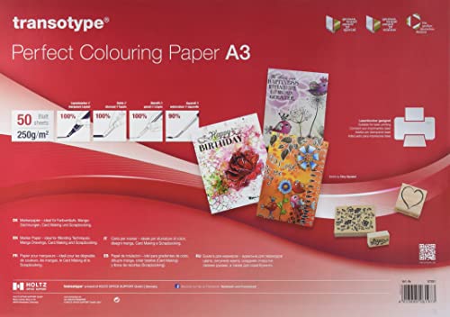 transotype Perfect Colouring Paper, Markerpapier DIN A3, 250 g/qm, 50 Blatt, für Farbverläufe, Manga-Zeichnungen, Card-Making und Scrapbooking, geeignet für Laserdrucker transotype Perfect Colouring Paper, Markerpapier DIN A3, 250 g/qm, 50 Blatt, für Farbverläufe, Manga-Zeichnungen, Card-Making und Scrapbooking, geeignet für Laserdrucker von transotype