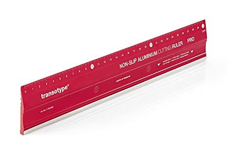 transotype Schneidelineal PRO, 30 cm lang, Lineal aus Aluminium in knalligem Rot, rutschfest, robust, mit Stahl-Schneidekante und extra breitem 50 mm Aluminium-Profil transotype Schneidelineal PRO, 30 cm lang, Lineal aus Aluminium in knalligem Rot, rutschfest, robust, mit Stahl-Schneidekante und extra breitem 50 mm Aluminium-Profil von transotype