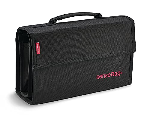 transotype senseBag Wallet schwarz für 72 Marker, schwarze Tasche aus abwaschbaren Polyestergewebe, mit 24 abgenähten Stiftfächern von transotype