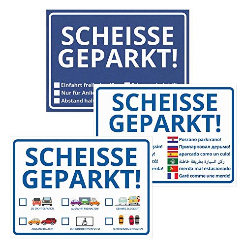 trendaffe Scheisse Geparkt! Notizblöcke im 3er Set - Notizzettel Notizbuch Schreibblock von trendaffe