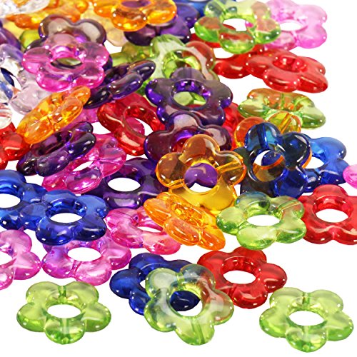 Kunststoffperlen 70 Stück transparente bunte Kinderperlen Blumen Perlen 20mm Lochgröße ca. 8mm von trendmarkt24