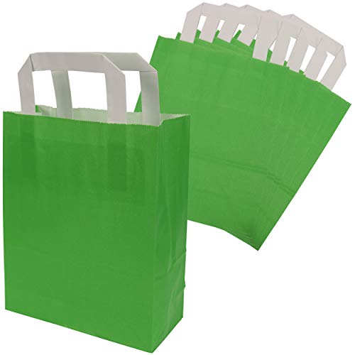 trendmarkt24 Papiertragetaschen grün 6 Stück Papiergriff Papiertüten ca. 18x22x8 cm Papiertaschen von trendmarkt24