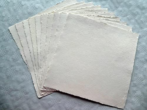handgeschöpftes Büttenpapier Aquarellpapier quadratisch 30x30cm 10 Bogen/Set matt weiß 350g/m² BaumwollLinters (AM3Q30) von tribal paper