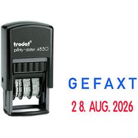 trodat Datumstempel mit Text "Gefaxt" printy-dater 4850/L selbstfärbend blau rot von trodat