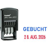 trodat Datumstempel mit Text "Gebucht" printy-dater 4850/L selbstfärbend blau rot von trodat