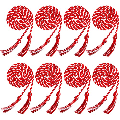 Trounistro 8 Stück Abschlussschnüre Garn Ehrenschnüre mit Quaste für College Abschluss Studenten (rot mit weiß) von trounistro