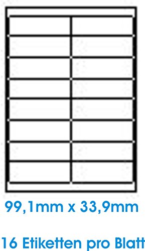1600 STK. Selbstklebende WEIßE Etiketten permanent klebend Adressetiketten Etikettenformat 99.1x33.9mm, 100 Blatt DIN A4, 70g/qm, geeignet für Inkjetdrucker-, Laserdrucker und Kopierer. 1600 STK. Selbstklebende WEIßE Etiketten permanent klebend Adressetiketten Etikettenformat 99.1x33.9mm, 100 Blatt DIN A4, 70g/qm, geeignet für Inkjetdrucker-, Laserdrucker und Kopierer. von trucol