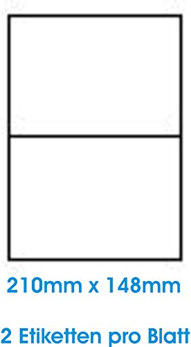 200 STK. Selbstklebende WEIßE Etiketten permanent klebend Adressetiketten Etikettenformat 210.0x148.0mm, 100 Blatt DIN A4, 70g/qm, geeignet für Inkjetdrucker-, Laserdrucker und Kopierer. 200 STK. Selbstklebende WEIßE Etiketten permanent klebend Adressetiketten Etikettenformat 210.0x148.0mm, 100 Blatt DIN A4, 70g/qm, geeignet für Inkjetdrucker-, Laserdrucker und Kopierer. von trucol