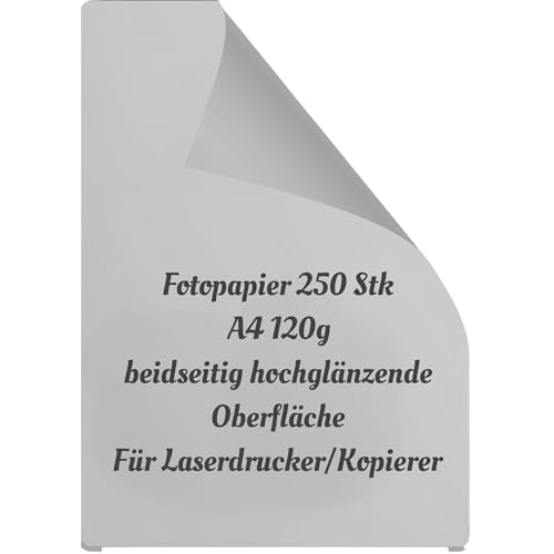 250x Fotopapier A4 120g /m² beidseitig hochglänzende Oberfläche, für perfekte Farbwiedergabe + einzigartigem Glanzeffekt + gestochen scharfe perfekte Ausdrucke nur für Laserdrucker und Kopierer 250x Fotopapier A4 120g /m² beidseitig hochglänzende Oberfläche, für perfekte Farbwiedergabe + einzigartigem Glanzeffekt + gestochen scharfe perfekte Ausdrucke nur für Laserdrucker und Kopierer von trucol