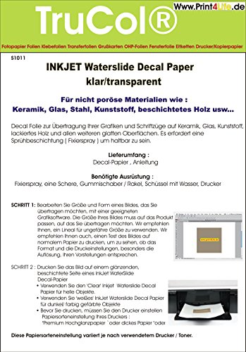 5 Blatt Inkjet Tintenstrahl Wasserschiebefolie Decal Papier Transfer Folie DIN A4 transparent wasserabschiebefolie transferfolie transferpapier 5 Blatt Inkjet Tintenstrahl Wasserschiebefolie Decal Papier Transfer Folie DIN A4 transparent wasserabschiebefolie transferfolie transferpapier von trucol