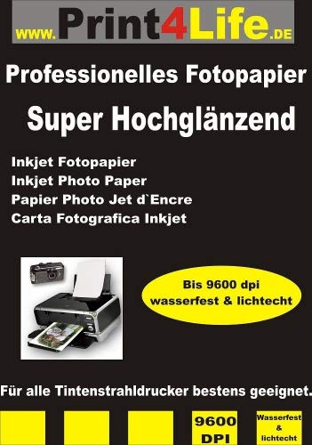 trucol 50 Blatt 10x15 180g /m² Einseitiges SUPER Hochglänzendes Fotopapier High Glossy für Inkjet Tintenstrahldrucker Grußkarten von trucol