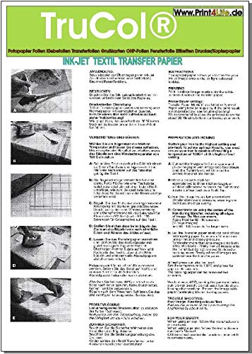 T-Shirt Folie Transferfolie Textilfolie klar-transluzent Transferpapier 15x DIN A4 für helle/weiße Stoffe von trucol