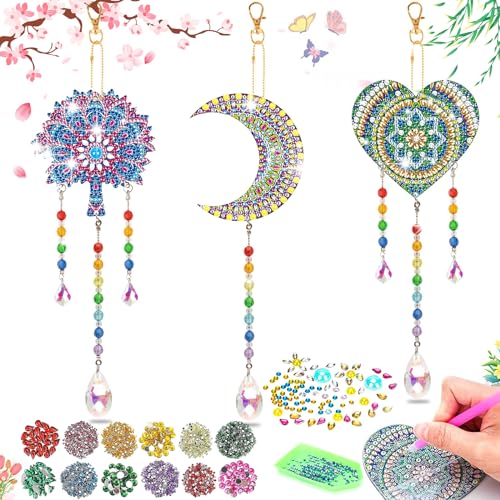 3 Stück 5D-Diamantmalerei-Windspiele, Diamantmalerei-Windspiel, Diamond Painting Sonnenfänger Windspiel Diamantmalerei-Windspiel-Traumfänger, Geeignet für Fenstergartendekoration (Mond, Herz, Baum) 3 Stück 5D-Diamantmalerei-Windspiele, Diamantmalerei-Windspiel, Diamond Painting Sonnenfänger Windspiel Diamantmalerei-Windspiel-Traumfänger, Geeignet für Fenstergartendekoration (Mond, Herz, Baum) von truee