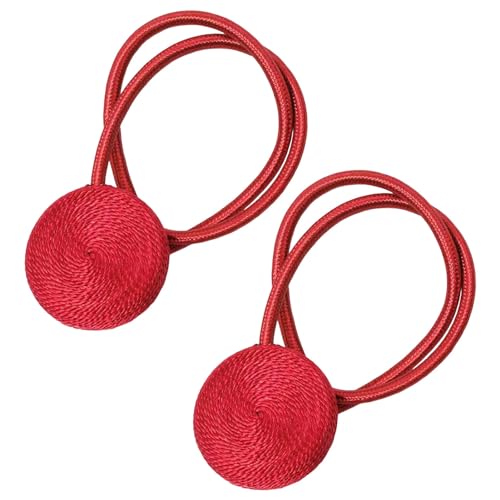 tulkdexi Magnetische Vorhang-Raffhalter, starke magnetische Vorhang-Clips, 2 Stück, magnetische Vorhangschnallen, Polyester, rundes Design, Raffhalter für Wohnzimmer, Schlafzimmer, Rot tulkdexi Magnetische Vorhang-Raffhalter, starke magnetische Vorhang-Clips, 2 Stück, magnetische Vorhangschnallen, Polyester, rundes Design, Raffhalter für Wohnzimmer, Schlafzimmer, Rot von tulkdexi