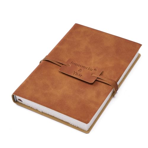 tumuarta Aquarell Papier Skizzenbuch mit Büttenrand, Vintage-Ledereinband, 100% Baumwolle, 300 g/m², 24 Blätter, Handgefertigtes Tagebuch (Braun, 15.2x10.2 CM) von tumuarta