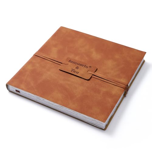 tumuarta Aquarell Papier Skizzenbuch mit Büttenrand, Vintage-Ledereinband, 100% Baumwolle, 300 g/m², 24 Blätter, Handgefertigtes Tagebuch (Braun, 15x15 CM) von tumuarta
