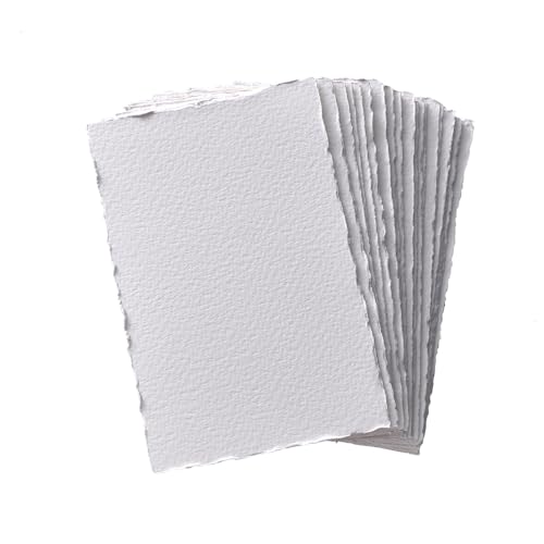 tumuarta Aquarellpapier mit Büttenrand, 100% Baumwolle, 300 g/m², 30 Blatt, Säurefrei, Handgemacht Aquarell papier für Mixed Media (10x15 CM) von tumuarta