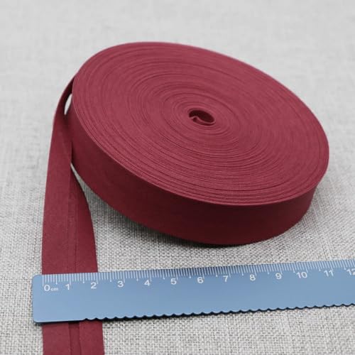 Schrägband Baumwolle 20mm Gefalzt 37 Farben zum nähen Nahtband (Dunkelrot, 10 Metre) von tutu2