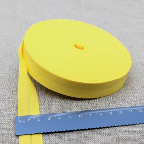 Schrägband Baumwolle 20mm Gefalzt 37 Farben zum nähen Nahtband (Gelb,10 Metre) von tutu2
