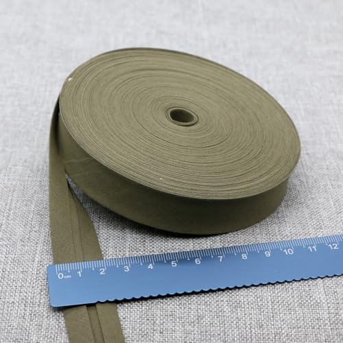 Schrägband Baumwolle 20mm Gefalzt 37 Farben zum nähen Nahtband (Olivgrün, 10 Metre) von tutu2