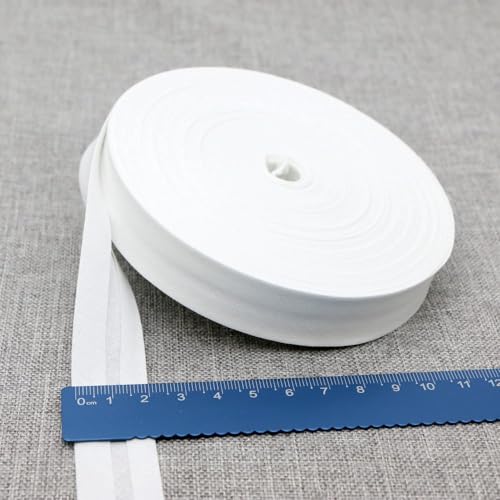 Schrägband Baumwolle 20mm Gefalzt 37 Farben zum nähen Nahtband (Weiß, 25 Metre) von tutu2