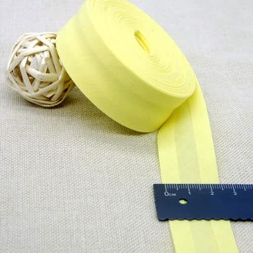 Schrägband Baumwolle 25mm Gefalzt 37 Farben zum nähen Nahtband (Hellgelb,5 Metre) von tutu2
