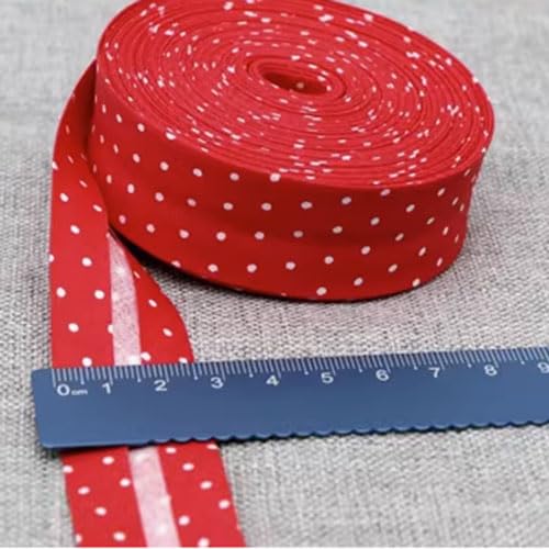 Schrägband Baumwolle 25mm Gefalzt 42 Farben zum nähen Nahtband (gepunktet rot, 5 metre) von tutu2